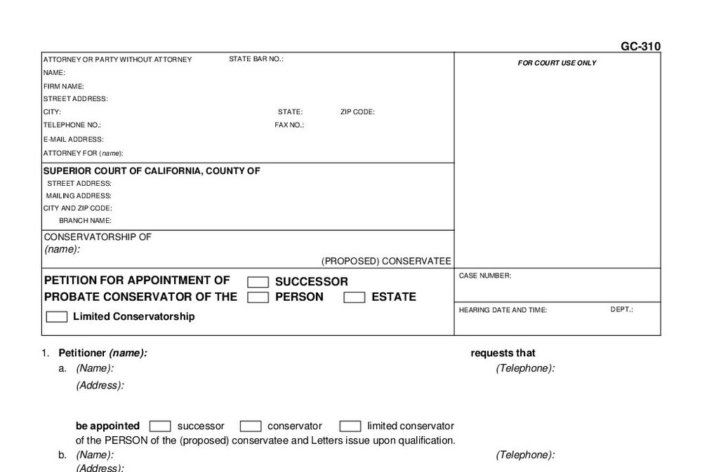 Form GC-310: Petition for Appointment of Probate Conservator - page 1 preview