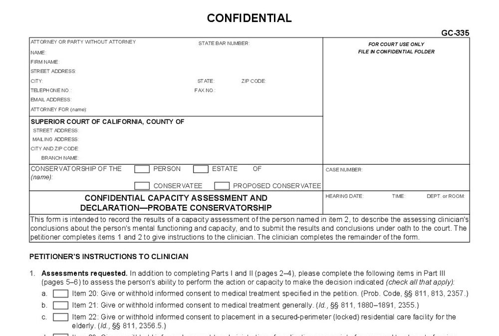 Form GC-335: Capacity Declaration-Conservatorship - page 1 preview