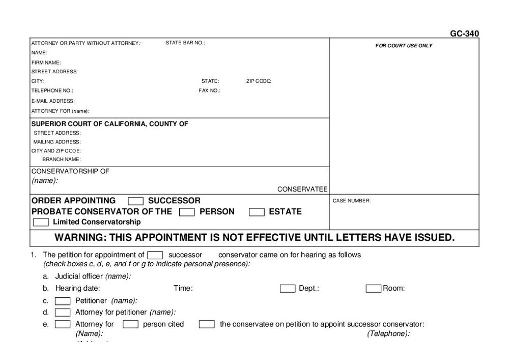 Form GC-340: Order Appointing Probate Conservator - page 1 preview