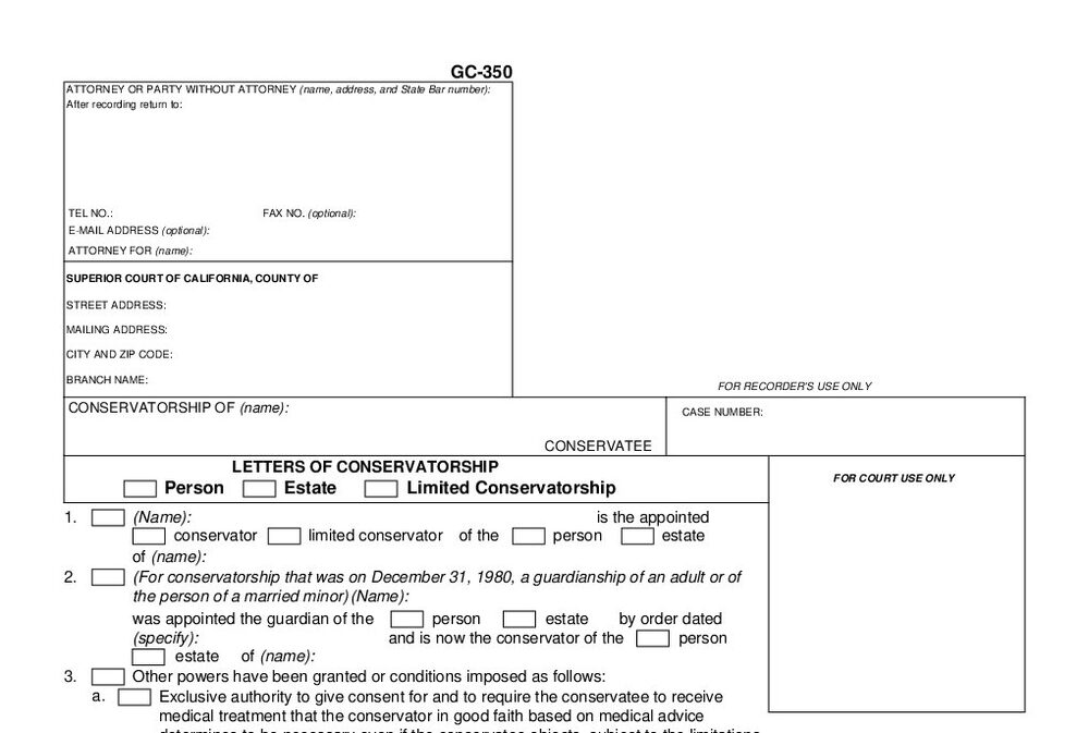 Form GC-350: Letters of Conservatorship - page 1 preview
