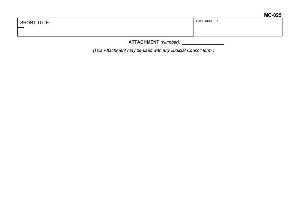 Form MC-025: ATTACHMENT to Judicial Council Form - page 1 preview